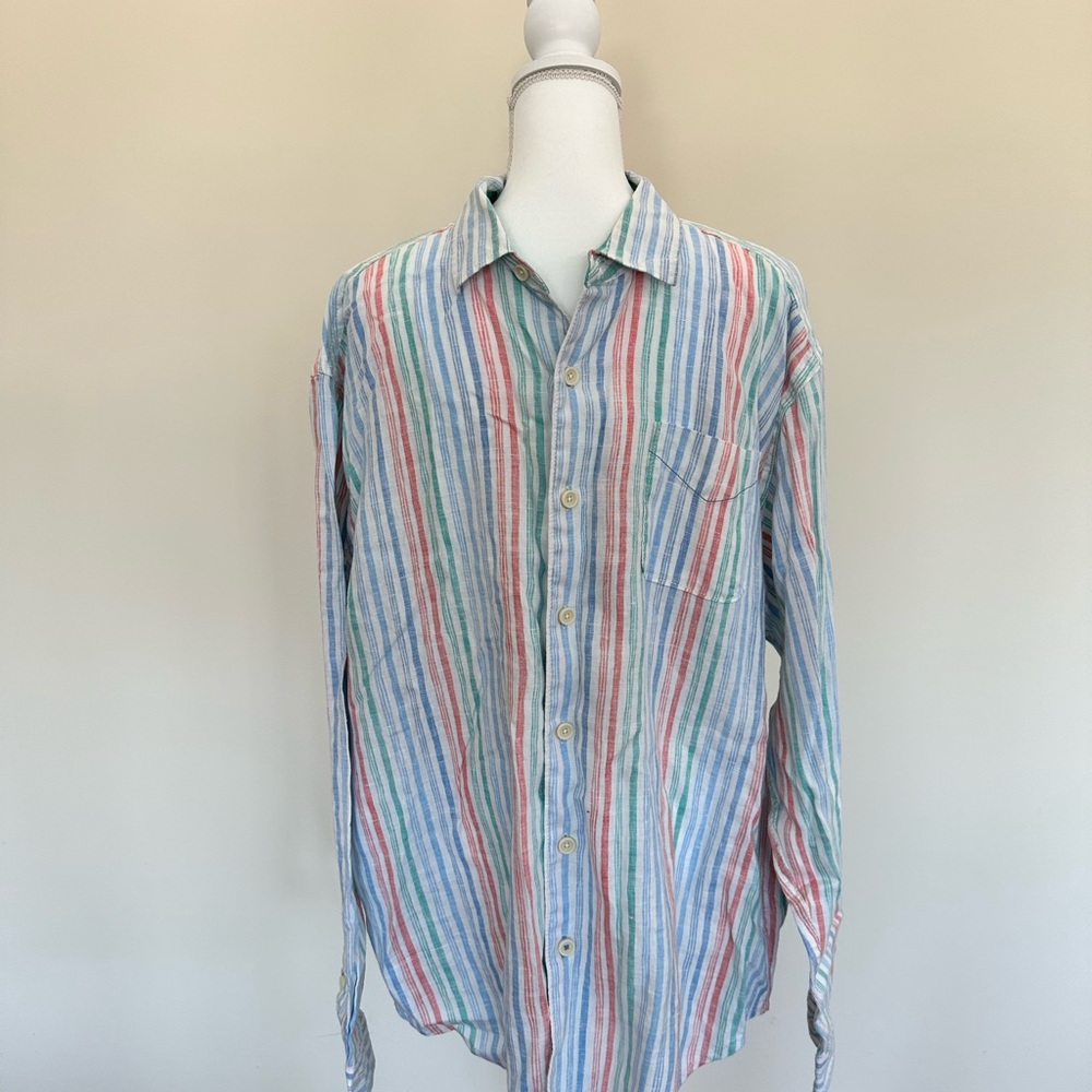 Tommy Bahama Pastel Striped Linen Button Down Shirt